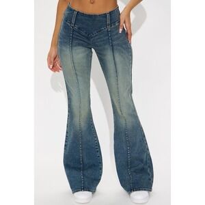 Wildflower low rise stretch flare dark wash blue jeans 5 western streetwear